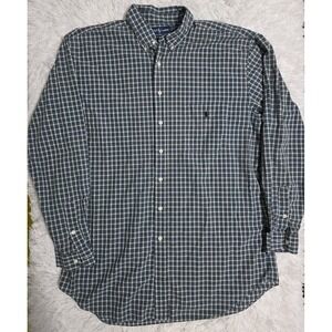 Polo Big & Tall Checkered Blue Shirt Button Down 100% Cotton Long Sleeve XLT‎